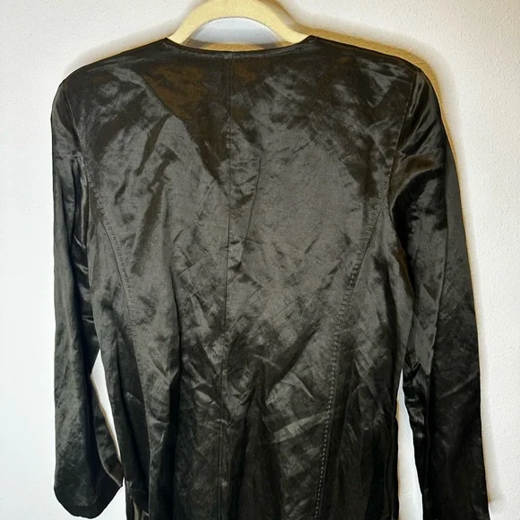 Eileen Fisher Olive Green Silk Linen Long Sleeves Duster dark green medium - Picture 6 of 12